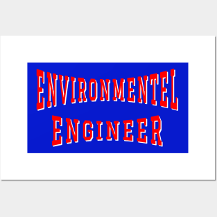 Environmental Engineer in Red Color Text Posters and Art